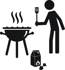 Barbecue man using grill vector icon