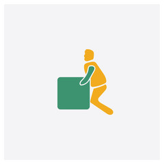 Man Pushing concept 2 colored icon. Isolated orange and green Man Pushing vector symbol design. Can be used for web and mobile UI/UX