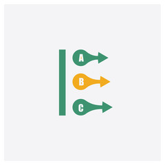 Abc concept 2 colored icon. Isolated orange and green Abc vector symbol design. Can be used for web and mobile UI/UX