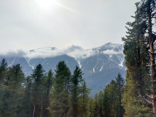 snow covered mountains in winter