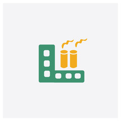 Factory concept 2 colored icon. Isolated orange and green Factory vector symbol design. Can be used for web and mobile UI/UX