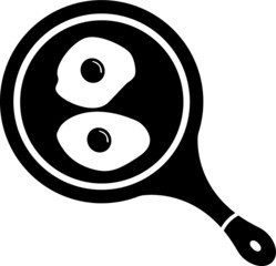 Eggs in frying pan vector icon
