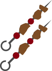 Kebab meat and tomato on stick barbecue vector icon