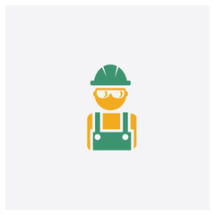 Worker concept 2 colored icon. Isolated orange and green Worker vector symbol design. Can be used for web and mobile UI/UX