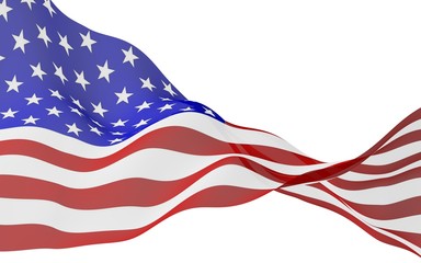 Waving flag of the United States of America. Stars and Stripes. State symbol of the USA. 3D illustration