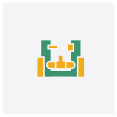 Factory concept 2 colored icon. Isolated orange and green Factory vector symbol design. Can be used for web and mobile UI/UX
