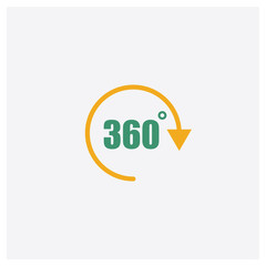 360 degree concept 2 colored icon. Isolated orange and green 360 degree vector symbol design. Can be used for web and mobile UI/UX