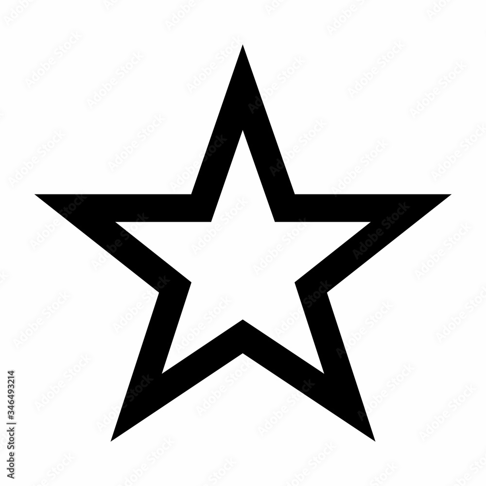 Wall mural white star icon illustration with heavy black outline