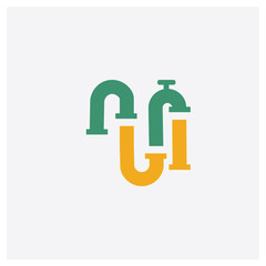 Pipe concept 2 colored icon. Isolated orange and green Pipe vector symbol design. Can be used for web and mobile UI/UX