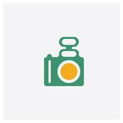 Photo camera concept 2 colored icon. Isolated orange and green Photo camera vector symbol design. Can be used for web and mobile UI/UX