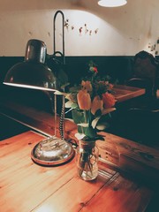 various decoration on the vintage table