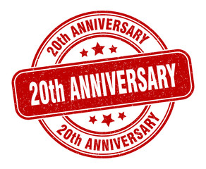 20th anniversary stamp. 20th anniversary label. round grunge sign