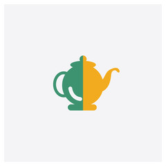 Kettle concept 2 colored icon. Isolated orange and green Kettle vector symbol design. Can be used for web and mobile UI/UX