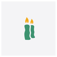 Candle concept 2 colored icon. Isolated orange and green Candle vector symbol design. Can be used for web and mobile UI/UX