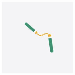 Nunchaku concept 2 colored icon. Isolated orange and green Nunchaku vector symbol design. Can be used for web and mobile UI/UX