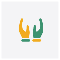 Hand concept 2 colored icon. Isolated orange and green Hand vector symbol design. Can be used for web and mobile UI/UX
