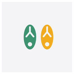 Sandals concept 2 colored icon. Isolated orange and green Sandals vector symbol design. Can be used for web and mobile UI/UX