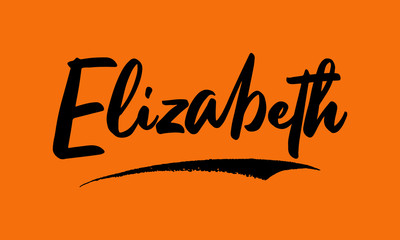 Elizabeth Calligraphy Black Color Text On Yellow Background