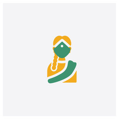 Hindu concept 2 colored icon. Isolated orange and green Hindu vector symbol design. Can be used for web and mobile UI/UX