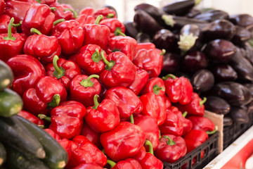 red pepper on market counter