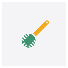 Toilet brush concept 2 colored icon. Isolated orange and green Toilet brush vector symbol design. Can be used for web and mobile UI/UX