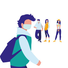 people in the city wearing face mask