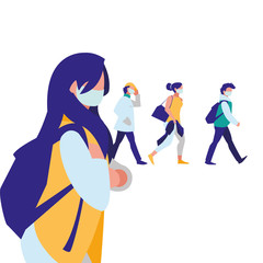 people in the city wearing face mask