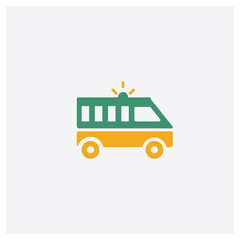 Ambulance concept 2 colored icon. Isolated orange and green Ambulance vector symbol design. Can be used for web and mobile UI/UX