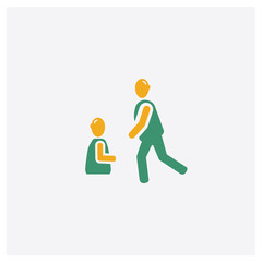 Begging concept 2 colored icon. Isolated orange and green Begging vector symbol design. Can be used for web and mobile UI/UX