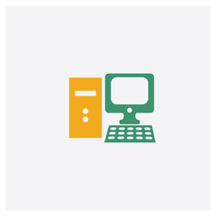 Computer concept 2 colored icon. Isolated orange and green Computer vector symbol design. Can be used for web and mobile UI/UX
