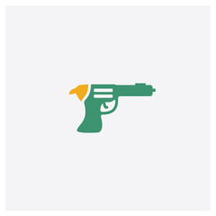 Gun concept 2 colored icon. Isolated orange and green Gun vector symbol design. Can be used for web and mobile UI/UX