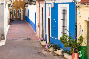 Old seafaring street of a typical Spanish fishing village