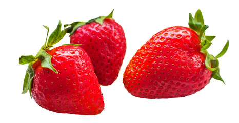 Ripe strawberries close-up on a white background