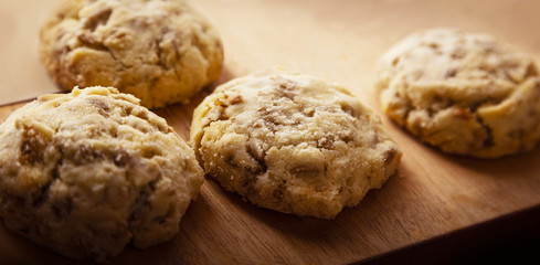 Homemade cookies on a wooden table close up