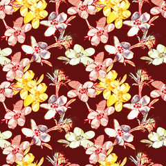 Fototapeta na wymiar Field flowers bouquet, seamless pattern.