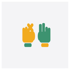 Fototapeta premium Rock concept 2 colored icon. Isolated orange and green Rock vector symbol design. Can be used for web and mobile UI/UX
