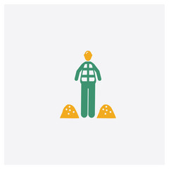 Public Work concept 2 colored icon. Isolated orange and green Public Work vector symbol design. Can be used for web and mobile UI/UX