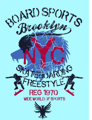 New york skateboard printing and embroidery graphic design vector art