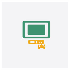 Game concept 2 colored icon. Isolated orange and green Game vector symbol design. Can be used for web and mobile UI/UX