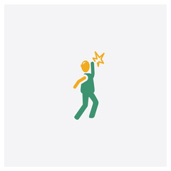 Pain concept 2 colored icon. Isolated orange and green Pain vector symbol design. Can be used for web and mobile UI/UX