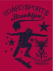 New york skateboard printing and embroidery graphic design vector art