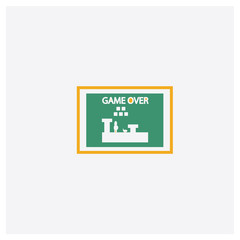 Game over concept 2 colored icon. Isolated orange and green Game over vector symbol design. Can be used for web and mobile UI/UX