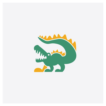 Crocodile concept 2 colored icon. Isolated orange and green Crocodile vector symbol design. Can be used for web and mobile UI/UX