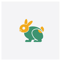 Rabbit concept 2 colored icon. Isolated orange and green Rabbit vector symbol design. Can be used for web and mobile UI/UX