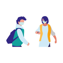 couple in the city wearing face mask