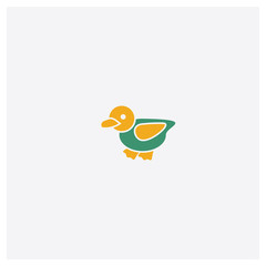 Duck concept 2 colored icon. Isolated orange and green Duck vector symbol design. Can be used for web and mobile UI/UX