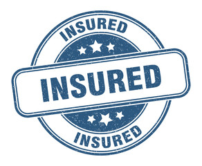 insured stamp. insured round grunge sign. label
