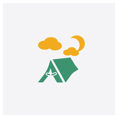 Camping concept 2 colored icon. Isolated orange and green Camping vector symbol design. Can be used for web and mobile UI/UX