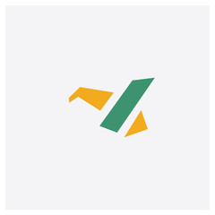 Origami concept 2 colored icon. Isolated orange and green Origami vector symbol design. Can be used for web and mobile UI/UX