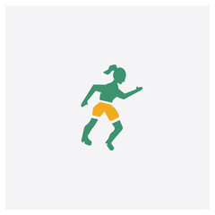 Fototapeta na wymiar Running concept 2 colored icon. Isolated orange and green Running vector symbol design. Can be used for web and mobile UI/UX